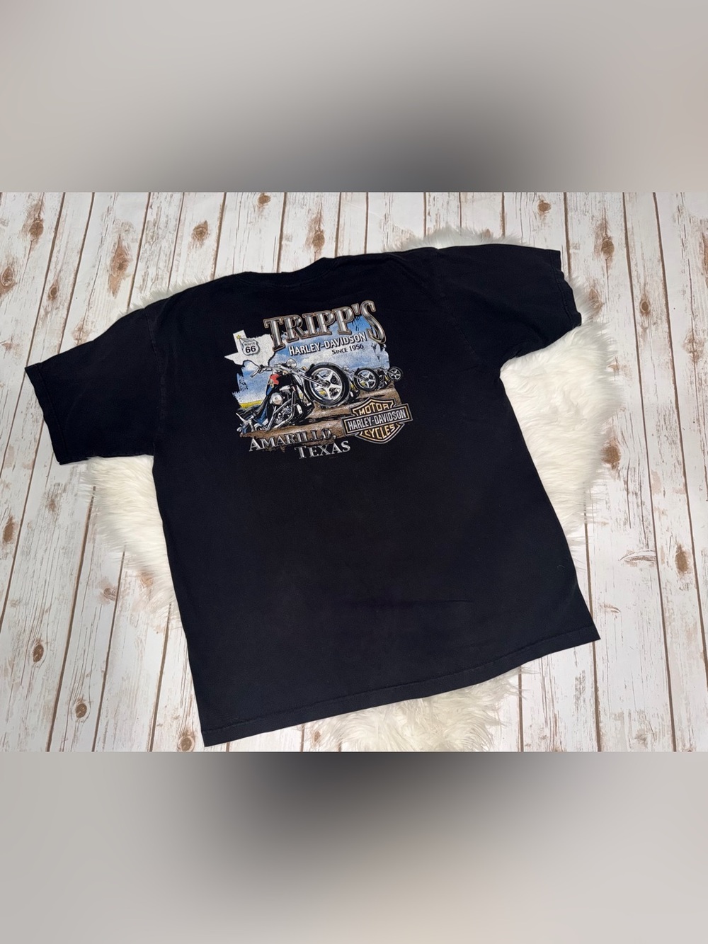 Harley-Davidson Black Amarillo Texas Motorcycle Graphic Tee